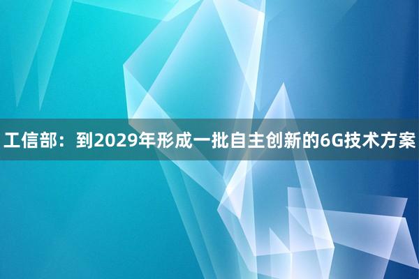 工信部：到2029年形成一批自主创新的6G技术方案