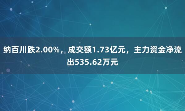 纳百川跌2.00%，成交额1.73亿元，主力资金净流出535.62万元
