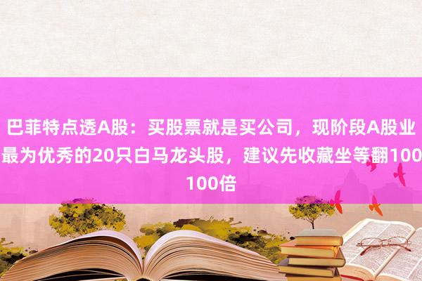 巴菲特点透A股：买股票就是买公司，现阶段A股业绩最为优秀的20只白马龙头股，建议先收藏坐等翻100倍