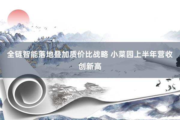 全链智能落地叠加质价比战略 小菜园上半年营收创新高