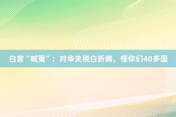 白宫“喊冤”：对华关税白折腾，怪你们40多国