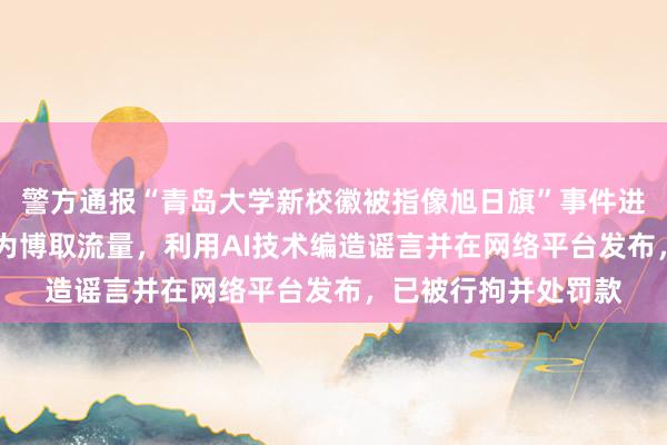 警方通报“青岛大学新校徽被指像旭日旗”事件进展：35岁男子龙某为博取流量，利用AI技术编造谣言并在网络平台发布，已被行拘并处罚款