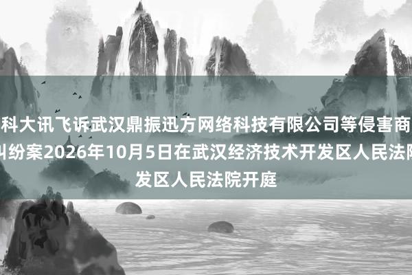 科大讯飞诉武汉鼎振迅方网络科技有限公司等侵害商标权纠纷案2026年10月5日在武汉经济技术开发区人民法院开庭
