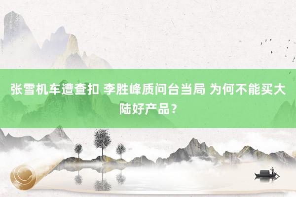 张雪机车遭查扣 李胜峰质问台当局 为何不能买大陆好产品？