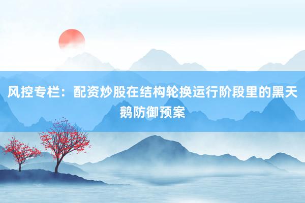 风控专栏：配资炒股在结构轮换运行阶段里的黑天鹅防御预案
