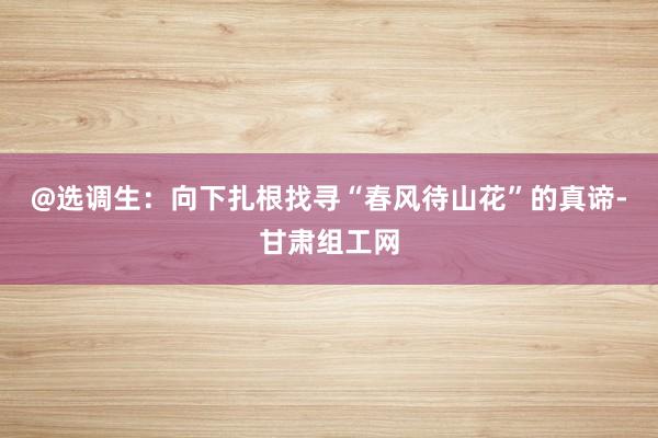 @选调生：向下扎根找寻“春风待山花”的真谛-甘肃组工网