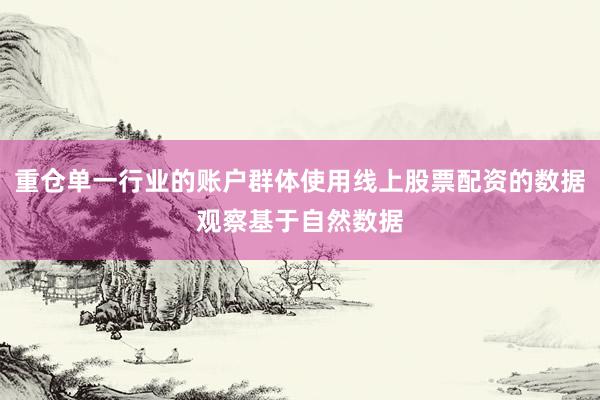 重仓单一行业的账户群体使用线上股票配资的数据观察基于自然数据