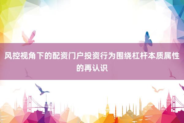 风控视角下的配资门户投资行为围绕杠杆本质属性的再认识