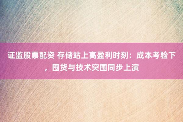 证监股票配资 存储站上高盈利时刻：成本考验下，囤货与技术突围同步上演