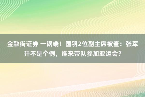 金融街证券 一锅端！国羽2位副主席被查：张军并不是个例，谁来带队参加亚运会？
