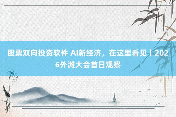 股票双向投资软件 AI新经济，在这里看见丨2026外滩大会首日观察