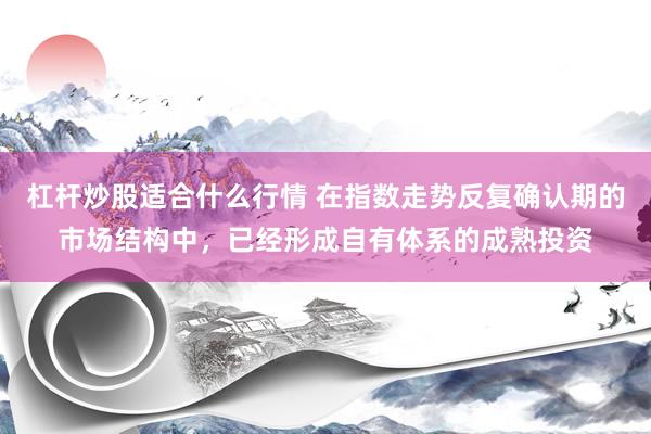 杠杆炒股适合什么行情 在指数走势反复确认期的市场结构中，已经形成自有体系的成熟投资