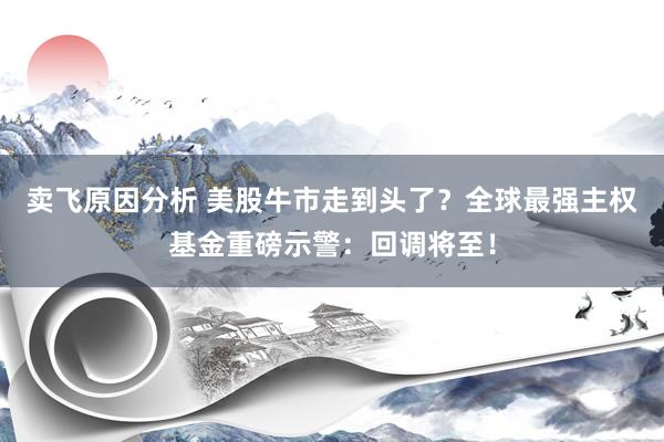 卖飞原因分析 美股牛市走到头了？全球最强主权基金重磅示警：回调将至！