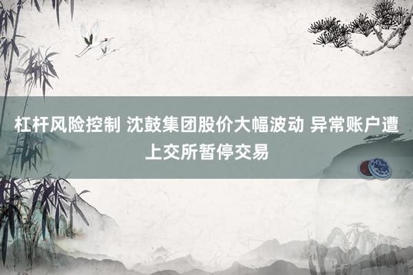 杠杆风险控制 沈鼓集团股价大幅波动 异常账户遭上交所暂停交易