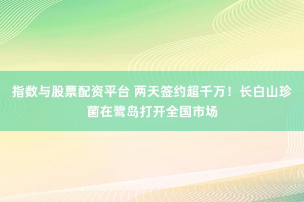 指数与股票配资平台 两天签约超千万！长白山珍菌在鹭岛打开全国市场