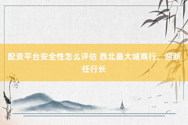 配资平台安全性怎么评估 西北最大城商行,迎新任行长